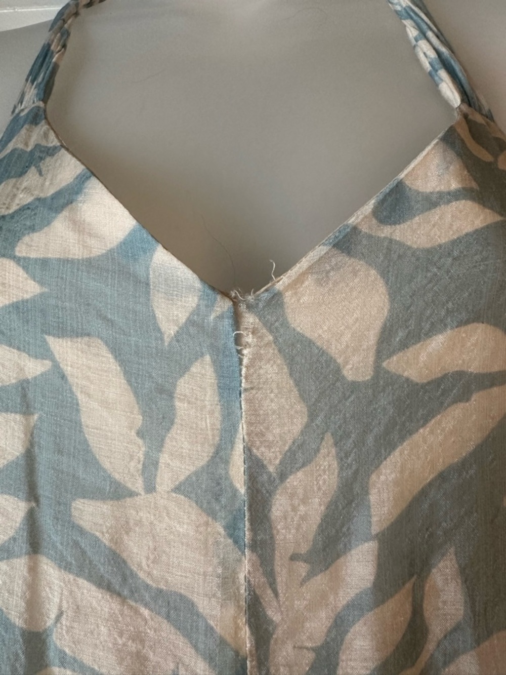 Halogen Light Blue and Cream Leaf-Print Maxi Dress - Picture 4 of 9